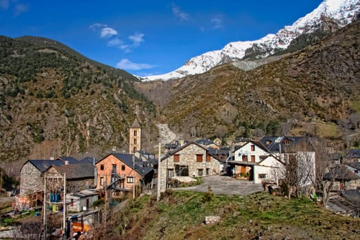 Erill la Vall village at The Vall de Boi, a narrow, steep-sided valley and a small municipality in the province of Lleida, in the autonomous community of Catalonia, northern Spain