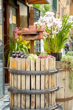 press to crush the grapes and make wine with nice composition of flowers