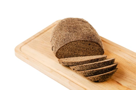 Black homemade bread, isolated on white background