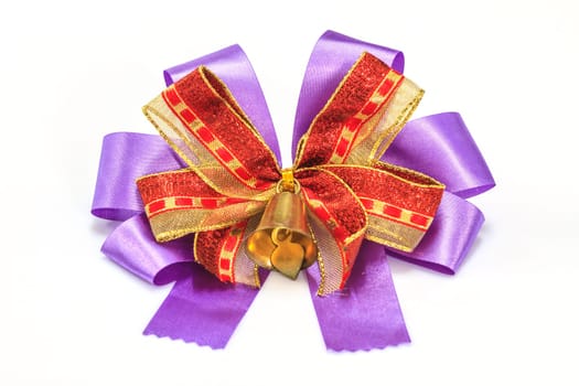 bell and ribbon with bow isolated on white