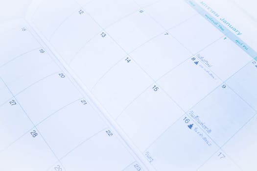 Organizer calendar template paper up close, stock photo