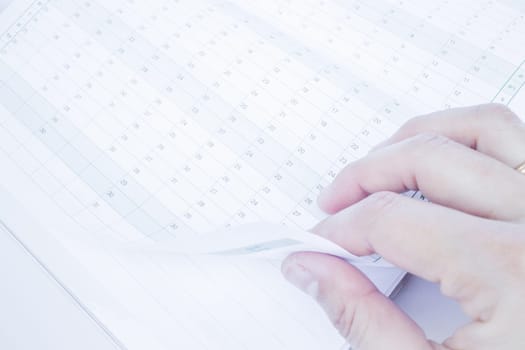 Organizer calendar template paper up close, stock photo