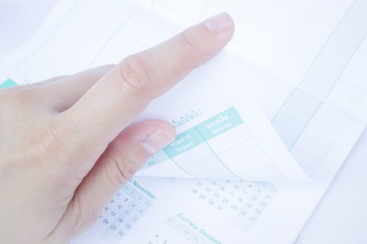 Organizer calendar template paper up close, stock photo