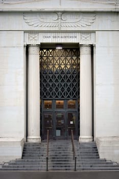 Berkeley,United States - December 21,2015: The entrance of the Chan Shun Auditorium on the grounds of the University of Berkeley,21 December 2015,in Berkeley,Berkeley.