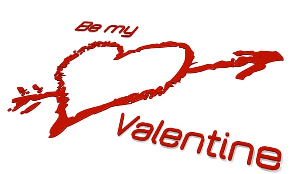 Valentines Day concept with a red heart shape and an arrow