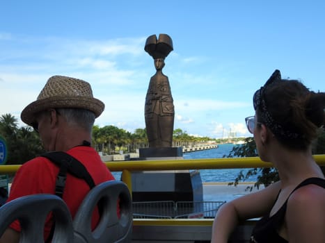 City tour in open double-decker bus,Miami,Florida,USA