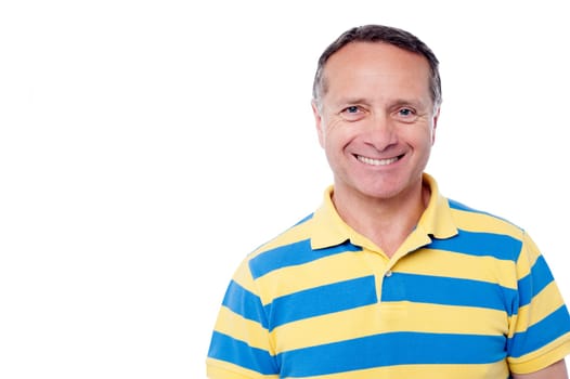 Picture of a happy old man over white