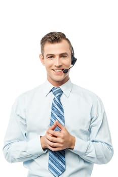 Image of a customer support executive on call