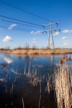 Electricity pylon in Rotterdam Nesselande in the Netherlands