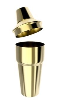 Golden cocktail shaker isolated on white