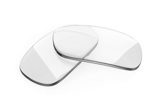 Pair of eyeglasses lens on white background