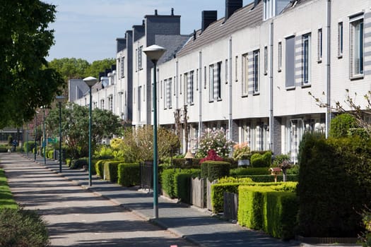 Street with two-way bicycle path in the Netherlands