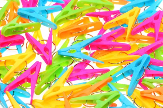 Colorful plastic clothespins