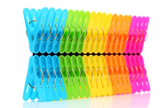 Colorful plastic clothespins