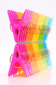 Colorful plastic clothespins