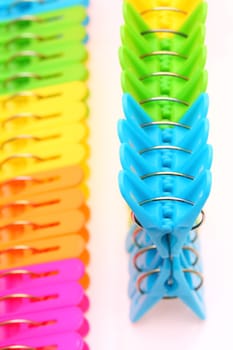 Colorful plastic clothespins