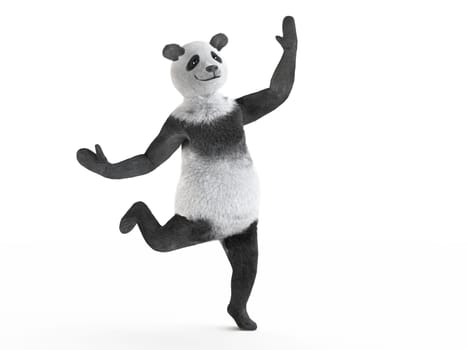 cheerful cool hip-hop character panda in dance isolated on white background.