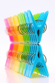 Colorful plastic clothespins