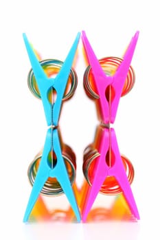 Colorful plastic clothespins