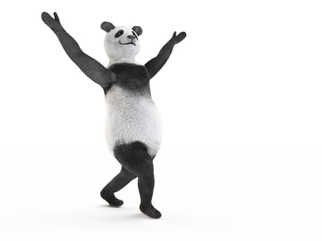 character threw his hands up in gesture of welcome
