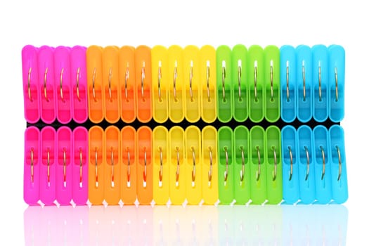 Colorful plastic clothespins