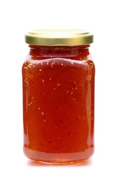 strawberry jam in glass jar