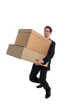 Businessman with box in hand..