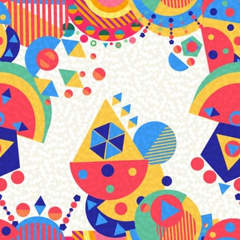 Colorful geometric seamless pattern background, abstract shapes in multicolor modern style. EPS10 vector.