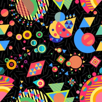 Seamless pattern background, abstract geometry elements in bright multicolor modern style. EPS10 vector.