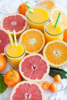 Freshly squeezed juice from ripe citrus fruits