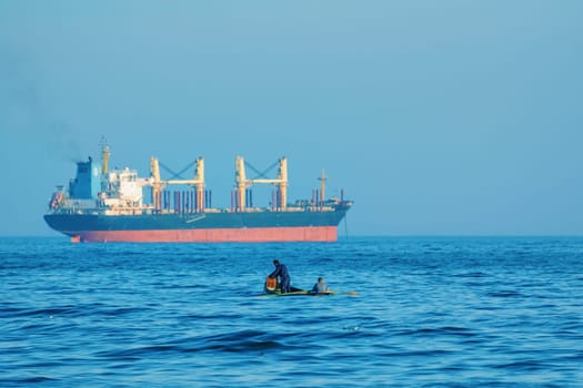 VARNA, BULGARIA - NOVEMBER 14, 2015: Fishermen in the Blck Sea