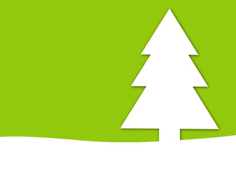 Christmas card light green with fir tree