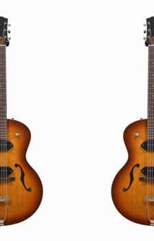 two guitars on white background