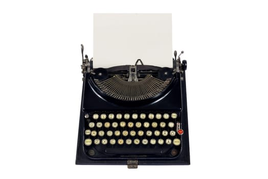 old typewriter with a blank sheet of paper.