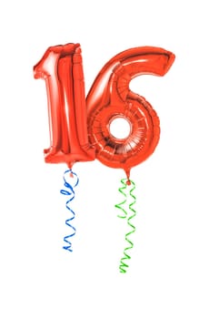 Red balloons with ribbon - number 16