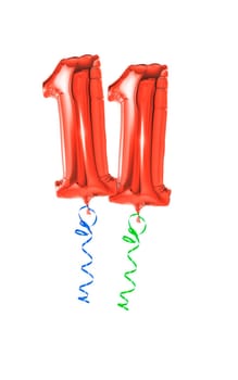 Red balloons with gift ribbon - number 11