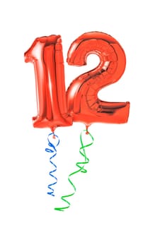 Red balloons with gift ribbon - number 12