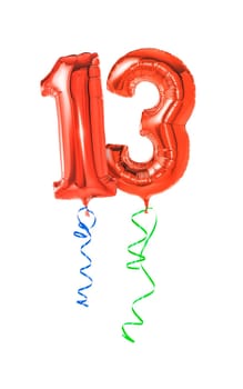 Red balloons with gift ribbon - number 13