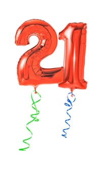 Red balloons with gift ribbon - number 21