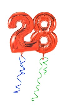 Red balloons with gift ribbon - number 28