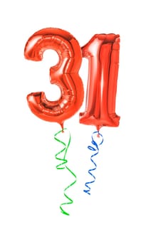 Red balloons with gift ribbon - number 31