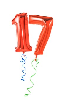Red balloons with gift ribbon - number 17