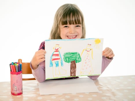 Child paints a picture