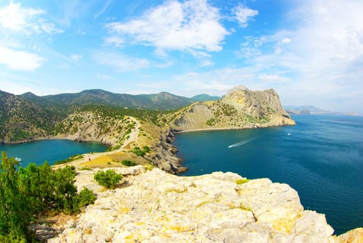 Crimean mountains and sea of summer morning