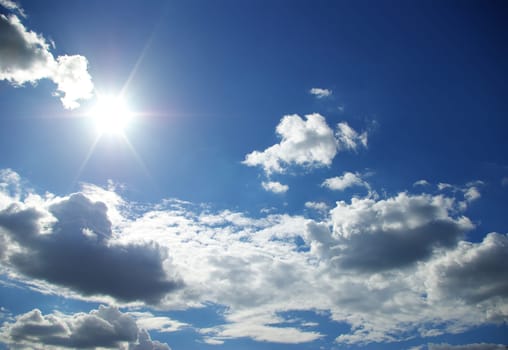 sunny sky background whith  clouds