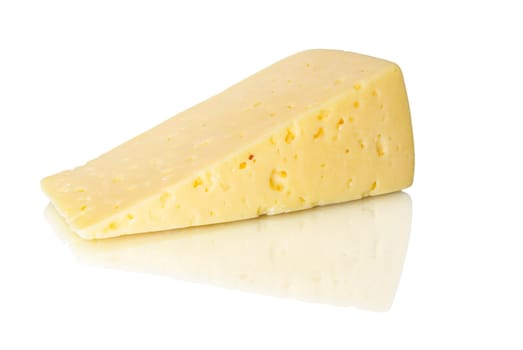 Piece of cheese  isolated on white