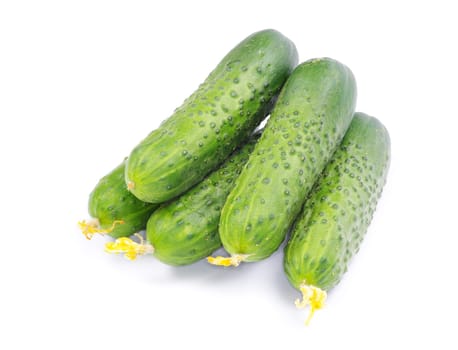 Cucumbers on the white background