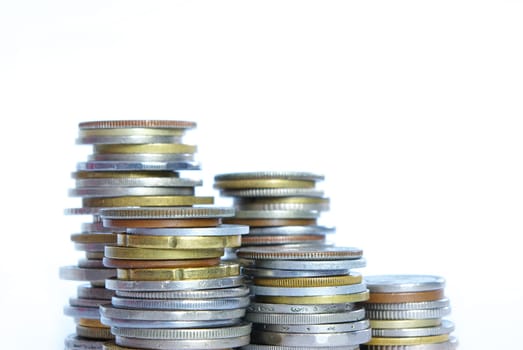 Coin pile isolated on white background
