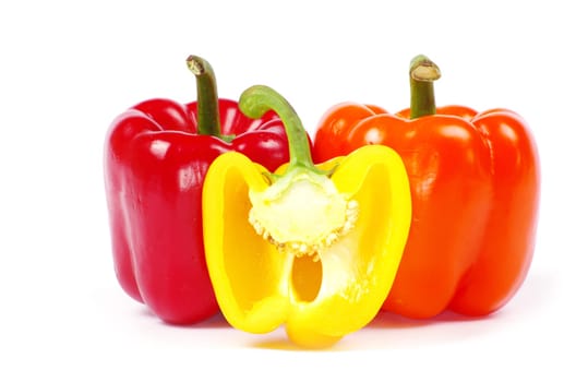 Colored  pepper isolated on a white background