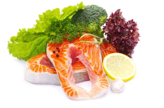 raw salmon isolated on white